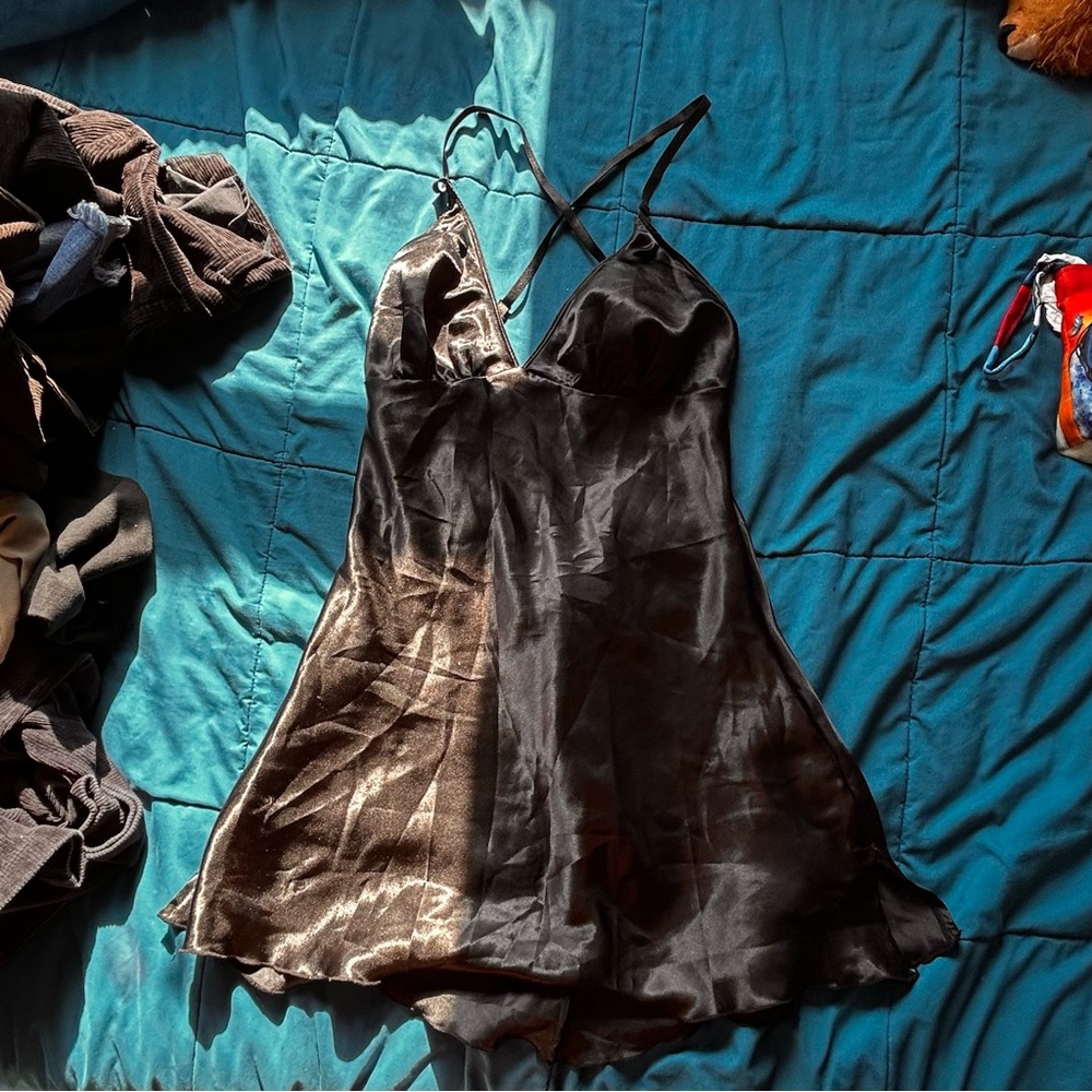 Dreamgirl Black Satin Nightgown